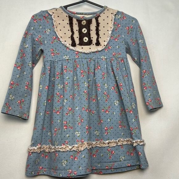 Matilda Jane blue and brown Dottie long sleeve print knit dress EUC - Picture 1 of 12